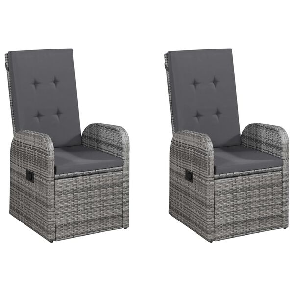 vidaXL 5 Piece Patio Dining Set with Cushions Poly Rattan Gray