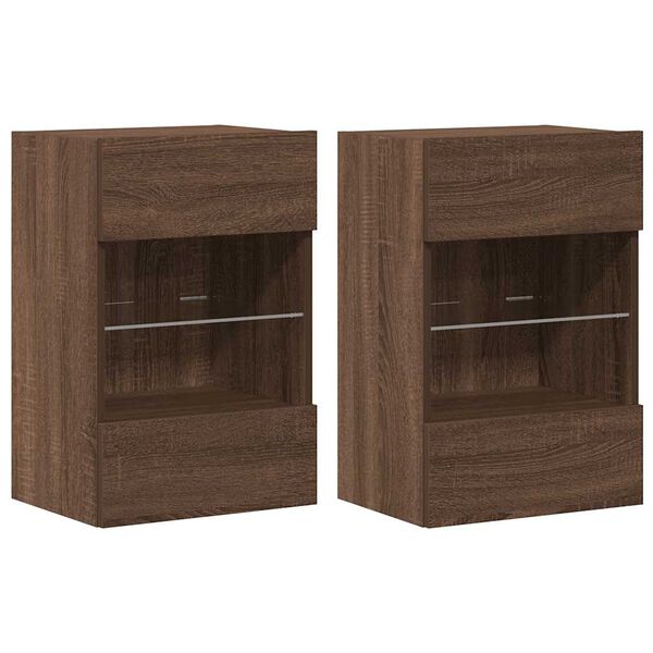 vidaXL TV Wall Cabinet Set of 2 Brown Oak Engineered wood
