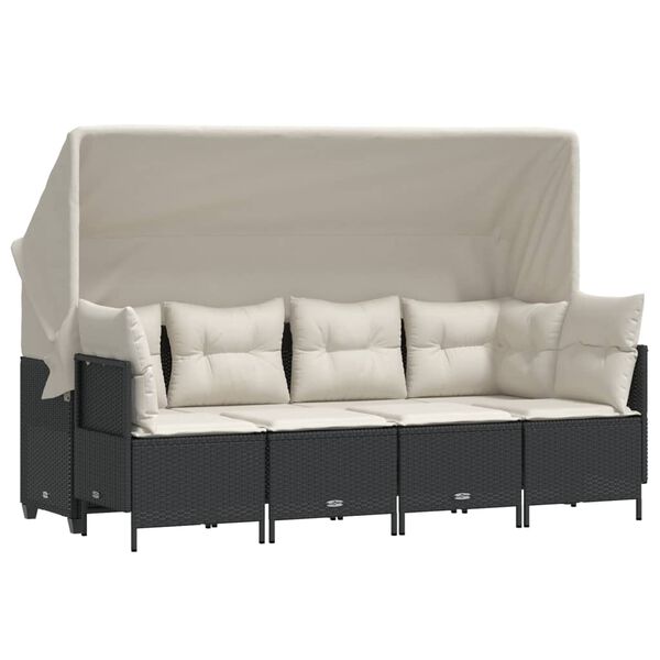 vidaXL Garden Sofa Set Black, Cream white