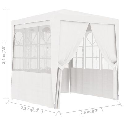 vidaXL Professional Party Tent with Side Walls 8.2'x8.2' White 90 g/m²