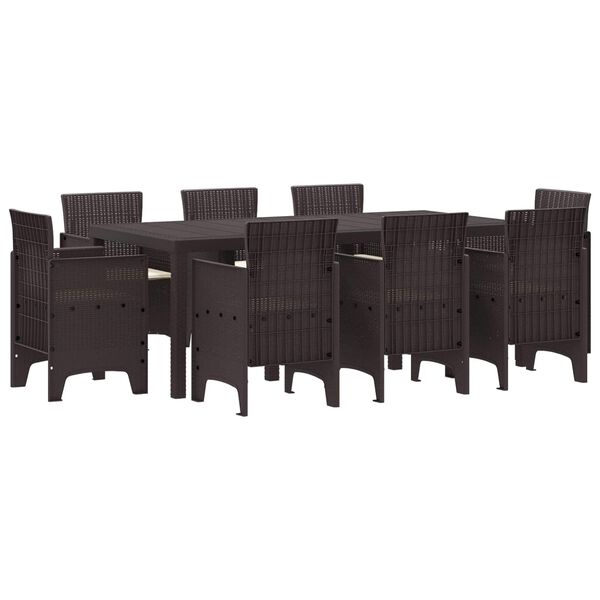 vidaXL Garden Dining Set 9 pcs Brown Polypropylene