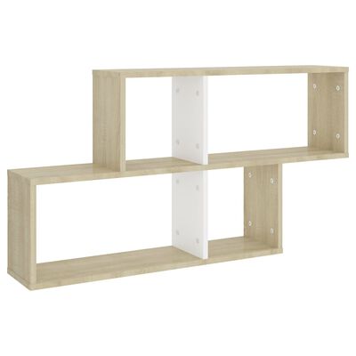 vidaXL Wall Shelf White and Sonoma Oak 39.4"x7.1"x20.9" Engineered Wood
