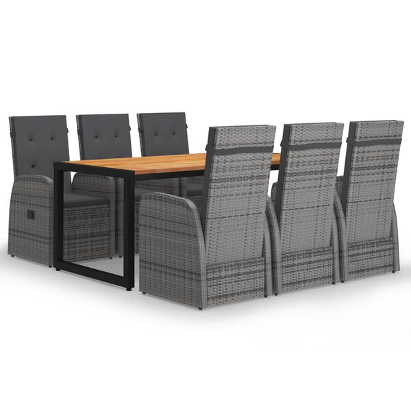 vidaXL 7 Piece Patio Dining Set Gray