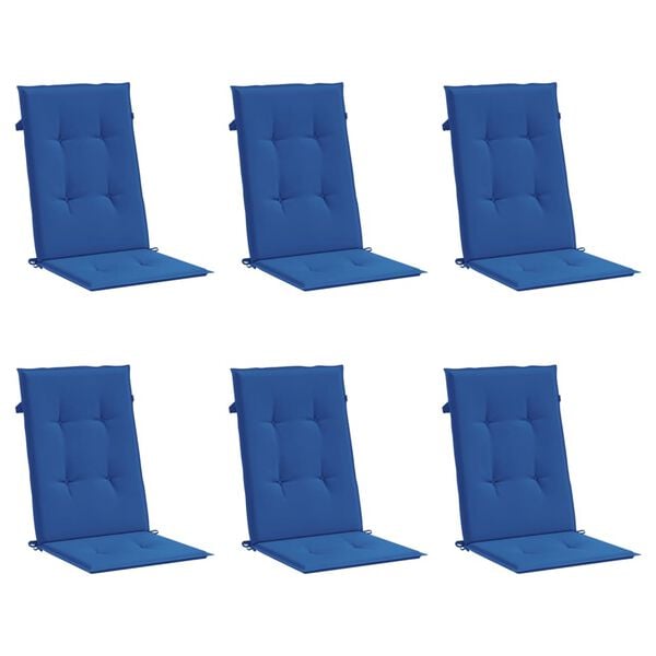 vidaXL Patio Highback Chair Cushions 6 pcs Royal Blue 47.2x19.7x1.2" Fabric
