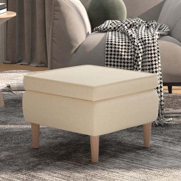 vidaXL Stool Cream Polyester Medium Footrest Footstool Square
