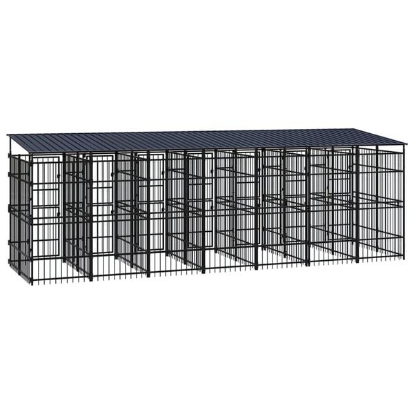 vidaXL Dog Kennel Black Powder-coated steel 139.9 ft&sup2; Durable