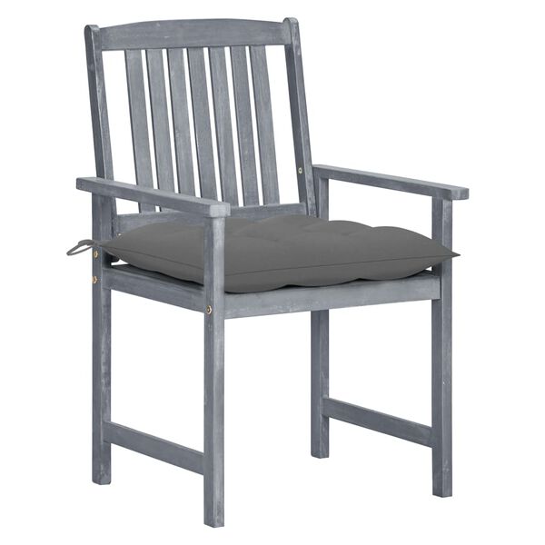 vidaXL Patio Chair Set of 2 Gray Solid acacia wood Medium Durable