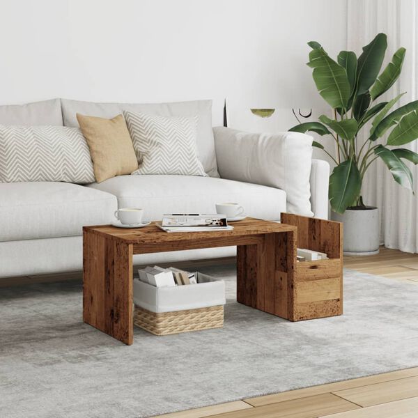 vidaXL Coffee Table Old wood Engineered wood 35.4 x 17.7 x 13.8 in