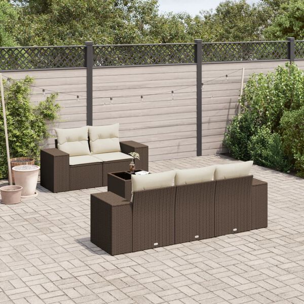 vidaXL Garden Sofa Set Brown PE rattan Medium Modular Garden Sofa Set