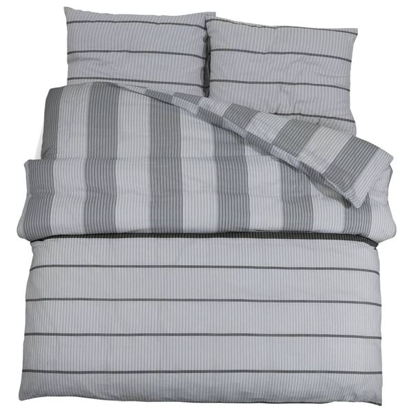 vidaXL Duvet Cover Set Set of 2 Grey 100% Cotton Double Light Weight