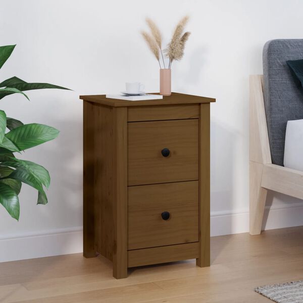 vidaXL Bedside Cabinet Honey Brown Solid Pine Wood compact Storage