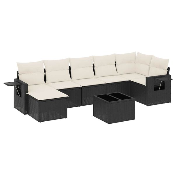 vidaXL Garden Sofa Set Black PE rattan, powder-coated steel, tempered glass