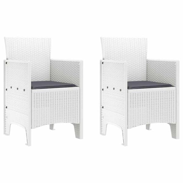 vidaXL Garden Chair 2 pcs White 53 x 49 x 85 cm PP