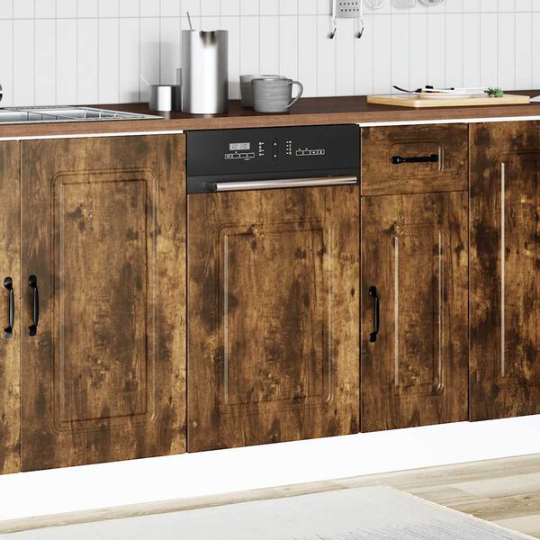 vidaXL Dishwasher Panel Smoked Oak Engineered Wood Medium Durable