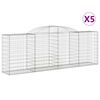 vidaXL Gabion Basket Set of 5 Silver Galvanized iron Large Durable