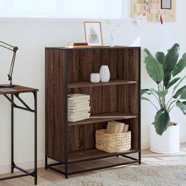 vidaXL Book Cabinet Brown oak Engineered wood Medium Book Cabinet