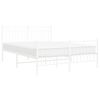 vidaXL Bed Frame White Powder-Coated Steel 55.1 x 74.8 in Bed Frame