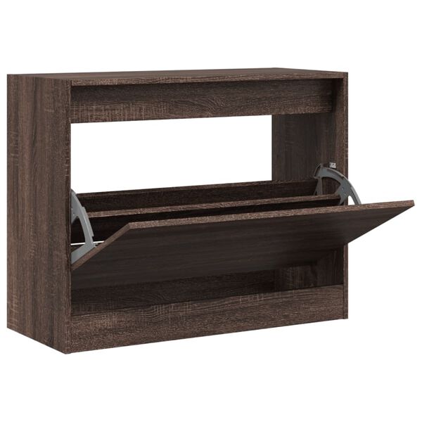 vidaXL Shoe Cabinet Brown Oak Engineered Wood Compact Shoe Cabinet