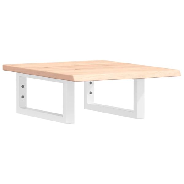 vidaXL Basin Shelf Oak, White Solid oak wood, Steel Small Wall mounting