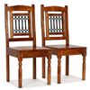 vidaXL Dining Chair Set of 2 Honey-colored Solid acacia wood