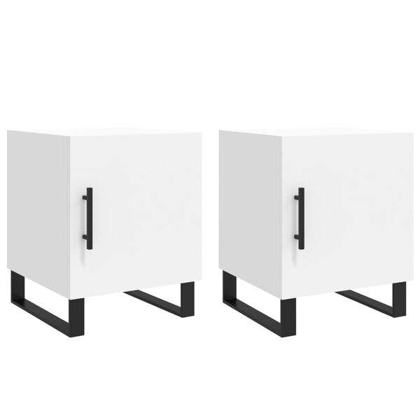 vidaXL Bedside Cabinet Set of 2 White Engineered wood, Iron Medium