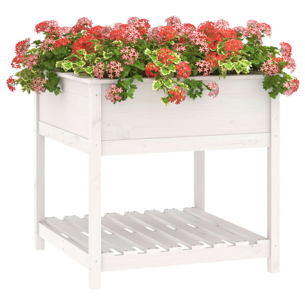 vidaXL Planter White Solid pine wood Medium Planter Rectangular