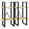 vidaXL Book Cabinet Natural Wood, Black Solid Pine Wood, Metal 4-Tier