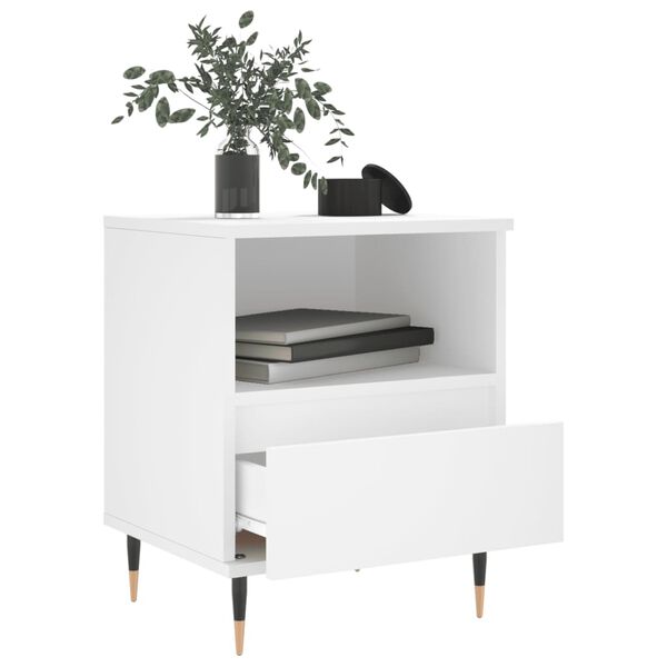 vidaXL Bedside Cabinet Set of 2 White Engineered wood, metal Standard