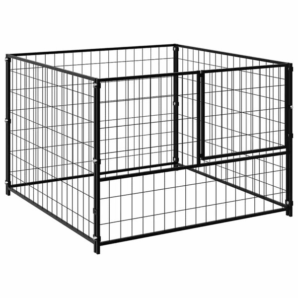 vidaXL Dog Kennel Black Steel 39.4 in x 39.4 in x 27.6 in