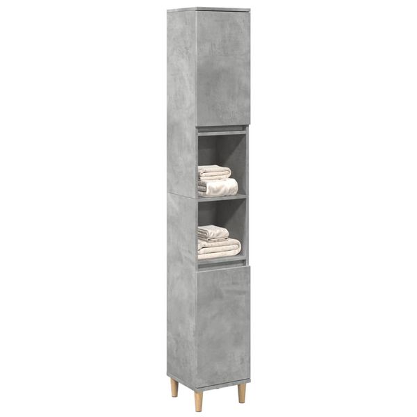 vidaXL Bathroom Cabinet Concrete Grey Engineered wood, solid eucalyptus wood