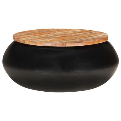 vidaXL Coffee Table Black 26.8"x26.8"x11.8" Solid Reclaimed Wood