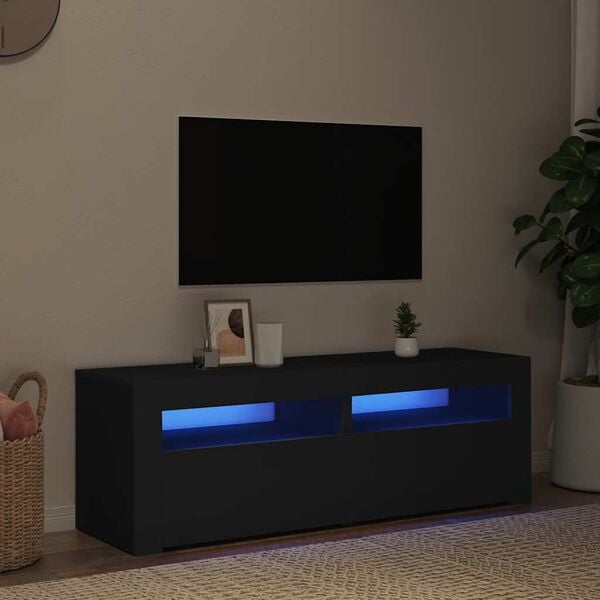vidaXL TV Cabinet Black Engineered wood Medium TV Cabinet Rectangular