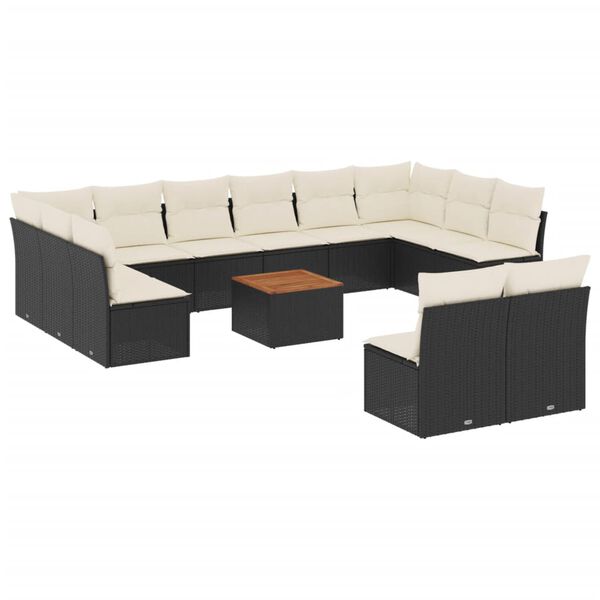 vidaXL Garden Sofa Set Black, Cream White, Brown