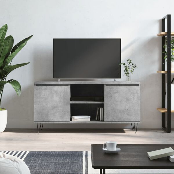 vidaXL TV Cabinet Concrete Grey Engineered Wood, Iron Medium TV Cabinet