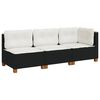 vidaXL Garden Sofa Set of 3 Black PE rattan Large Modular