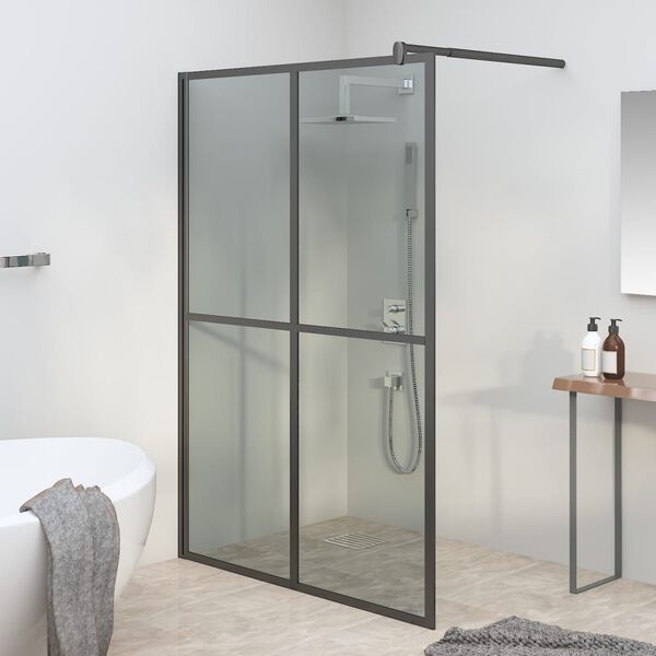 vidaXL Walk-in Shower Screen 55.1"x76.8" Dark Tempered Glass