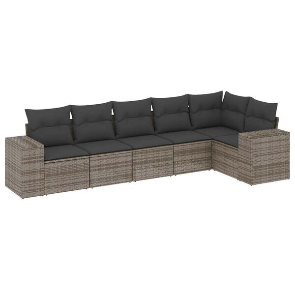 vidaXL Garden Sofa Set Grey PE rattan, powder-coated steel, 100% polyester