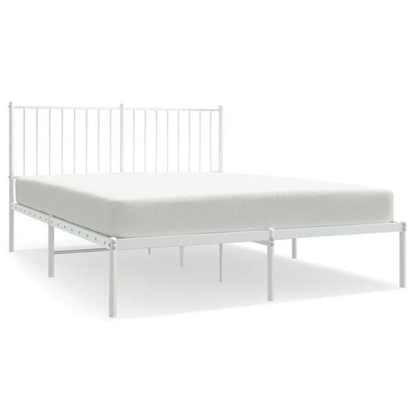 vidaXL Bed Frame White Steel Full Bed Frame Rectangular Traditional