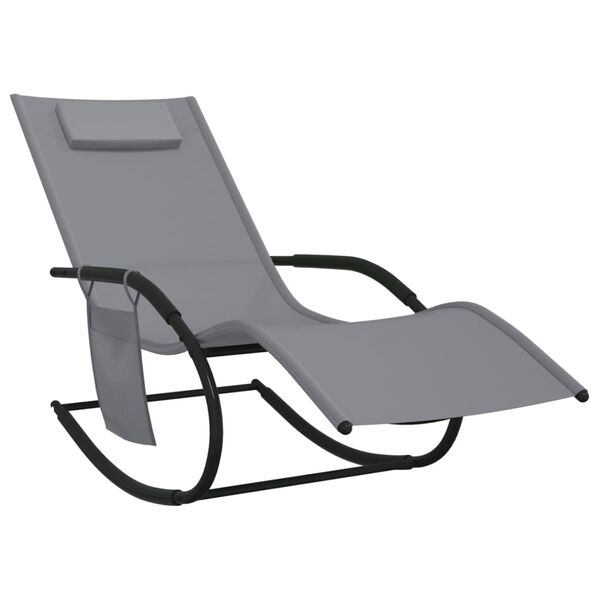 vidaXL Sun Lounger Grey Powder-Coated Steel Medium Sun Lounger