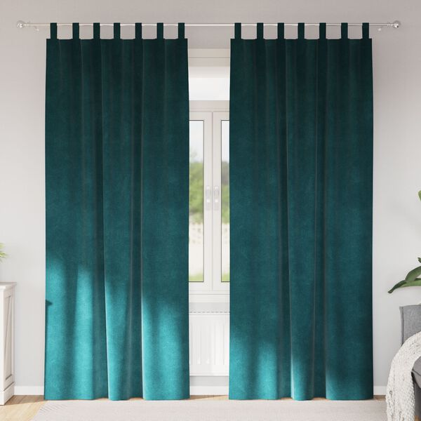 vidaXL Blackout Curtains 2 pcs Dark Green 55.12 x 102.36 in Velvet