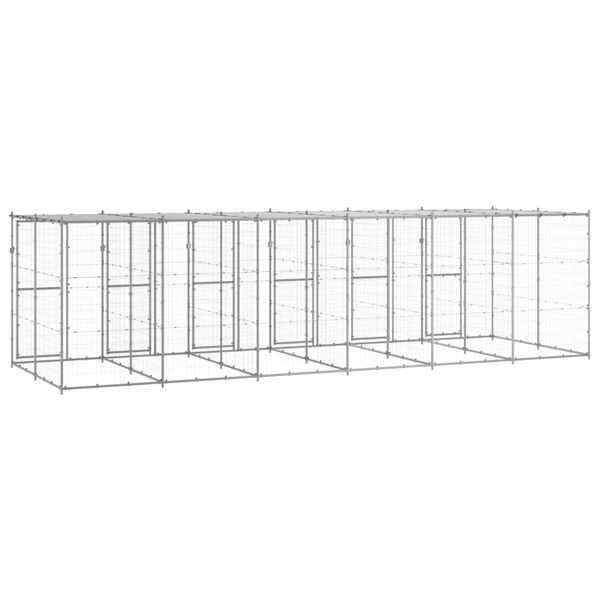 vidaXL Dog Kennel Silver Galvanized steel, PE 156.3 sq ft Durable