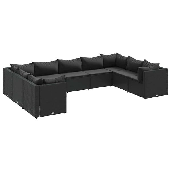 vidaXL Patio Lounge Set Black PE Rattan Lounge Set