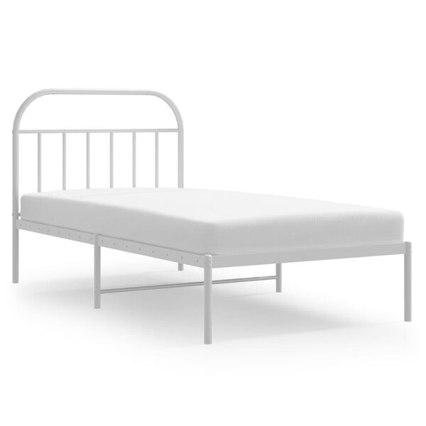 vidaXL Bed Frame White Powder-coated steel Twin Bed Frame Rectangular