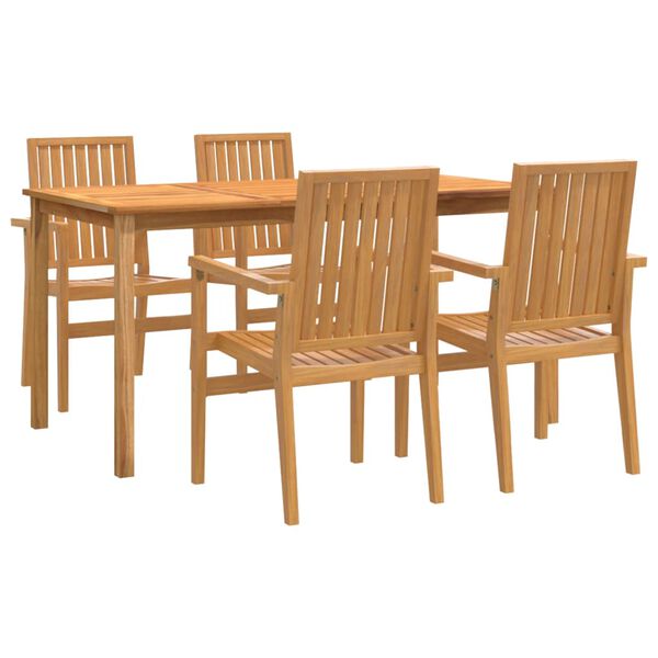 vidaXL 5 Piece Patio Dining Set Solid Wood Teak