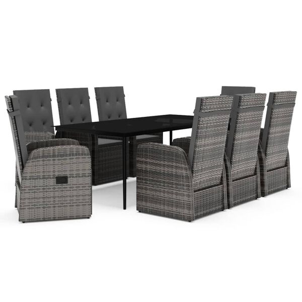vidaXL Garden Dining Set Gray and black