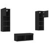 vidaXL 4 Piece TV Wall Stands with LED Lights Black