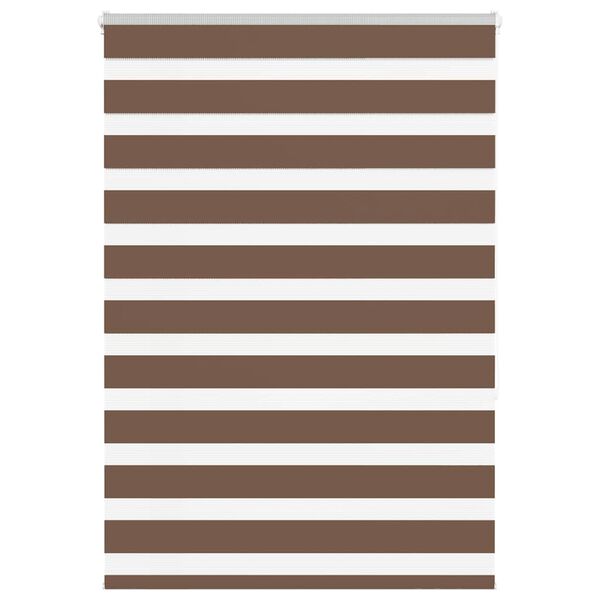 vidaXL Zebra Blind Brown 100% Polyester; Aluminum top rail 39.4 x 59.1 in