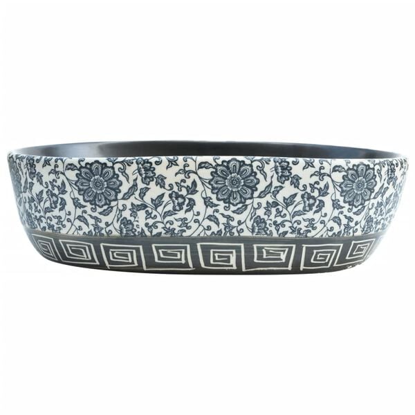 vidaXL Countertop Basin Black and Blue Oval 18.5x13.0x5.1" Ceramic