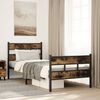 vidaXL Bed Frame Black, Smoked Oak Iron, Engineered Wood Single
