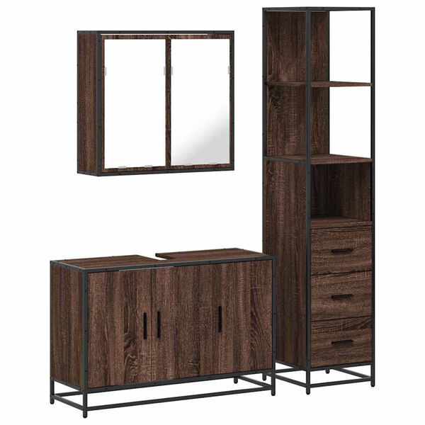 vidaXL Bathroom Furniture Set Brown Oak Engineered wood, Metal Large